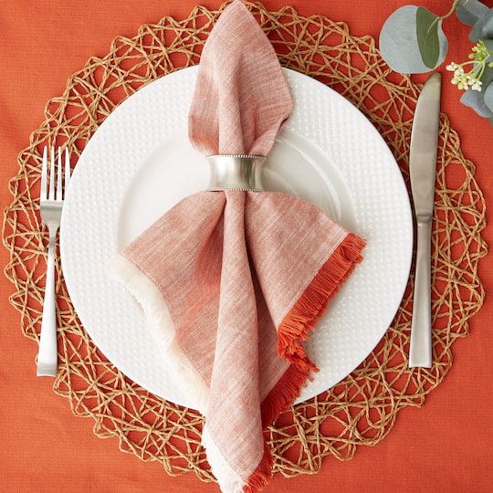 DII® Burnt Orange Tonal Fringe Cloth Dinner Napkins, 6ct.